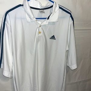 Mens Adidas shirt navy blue stripes
